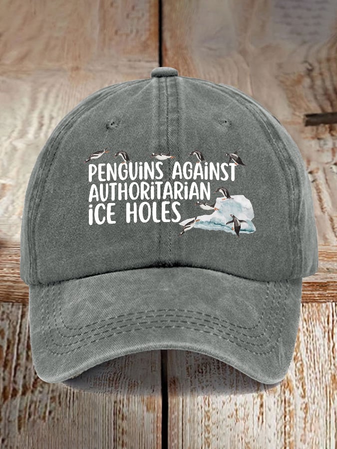 Penguins Against Authoritarian Ice Holes Print Baseball Cap