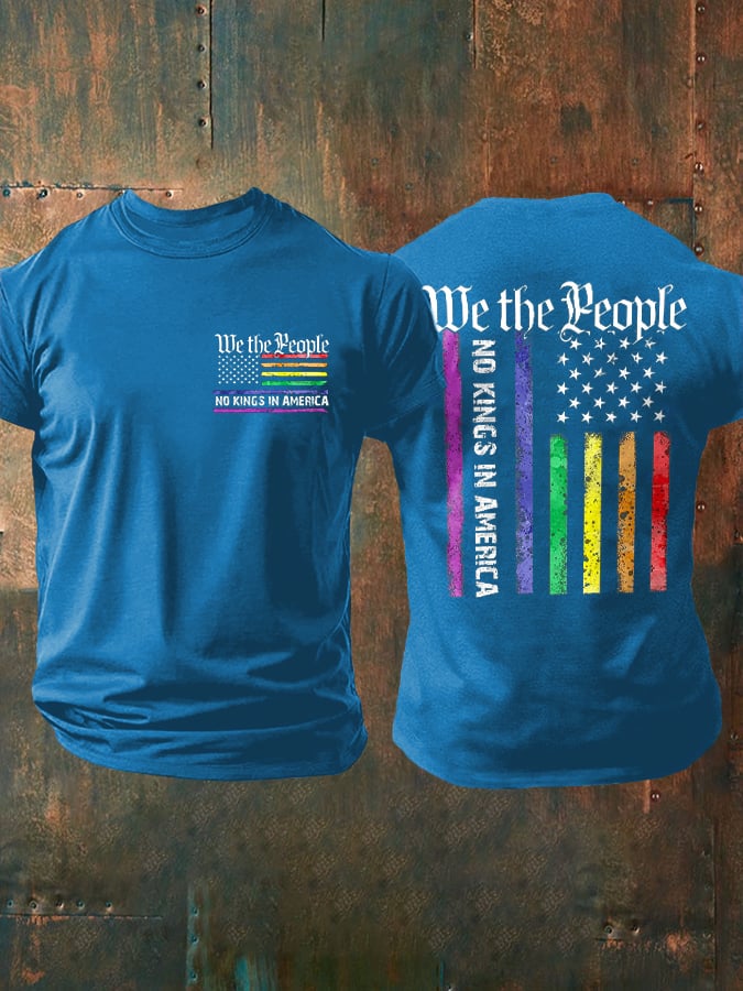 Retro Man's We The People No Kings In America Print T-Shirt