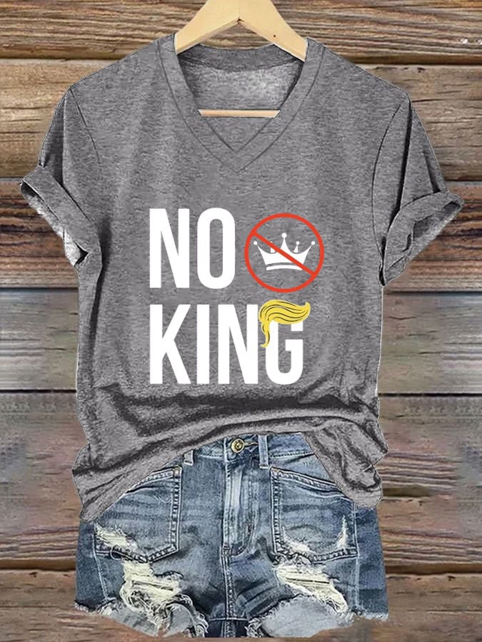 Women's No Kings In America Print Casual T-Shirt