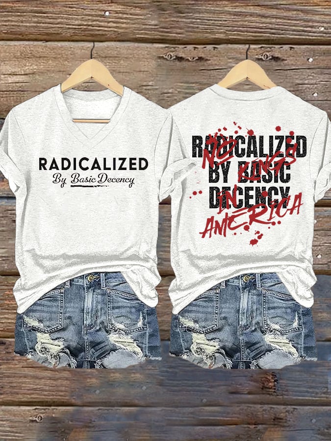 Women's Fashion Casual Radicalized By Basic Decency Printed Fdt Short-Sleeved T-Shirt