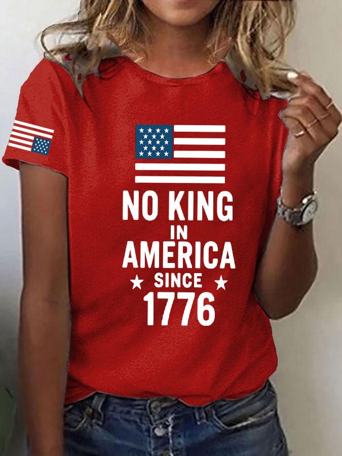 Women's No Kings In America Print Casual T-Shirt