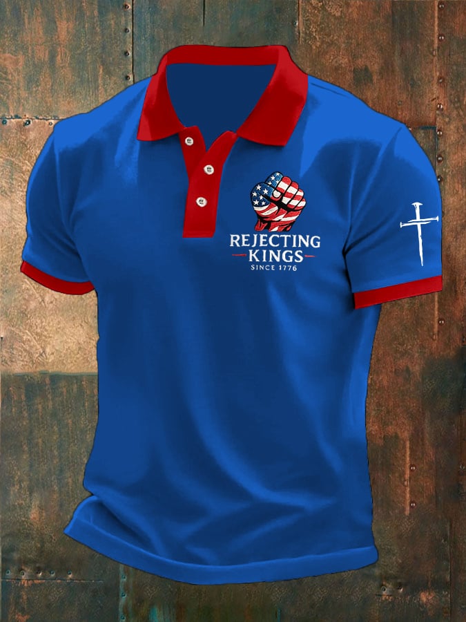 Men's “Rejecting Kings Since 1776” Print Casual Polo
