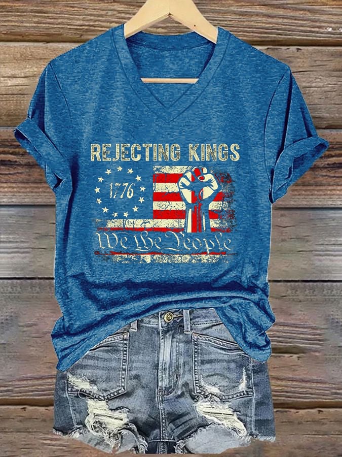 Women's Rejecting Kings Since 1776 Printed Casual T-Shirt