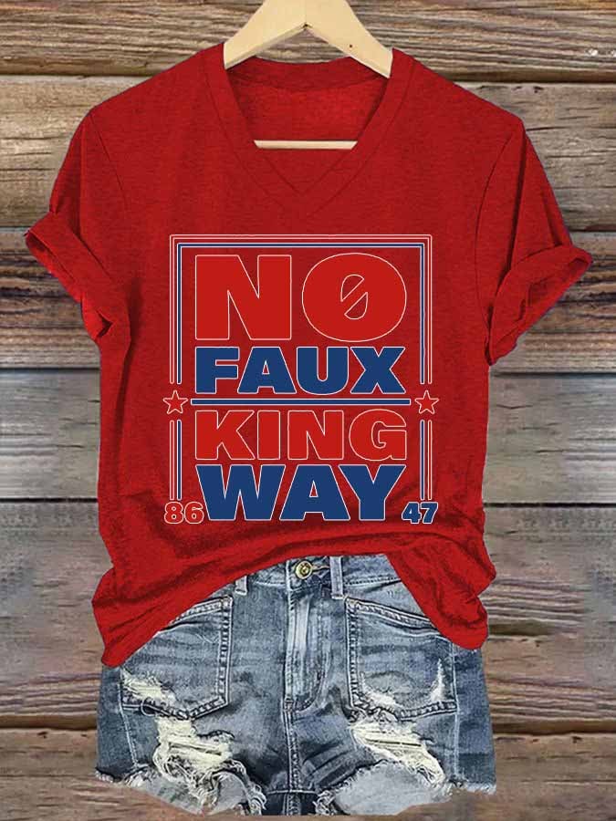 Women's Retro No Faux King Way 8647 Print T-Shirt