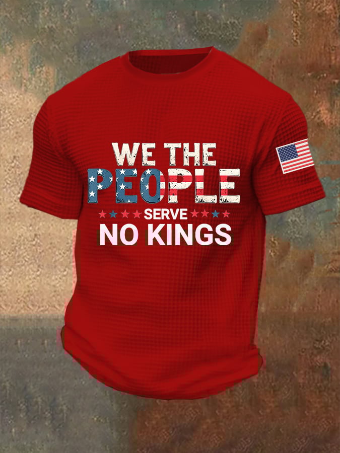 Men's We The People Serve No Kings  Print Casual Waffle T-Shirt