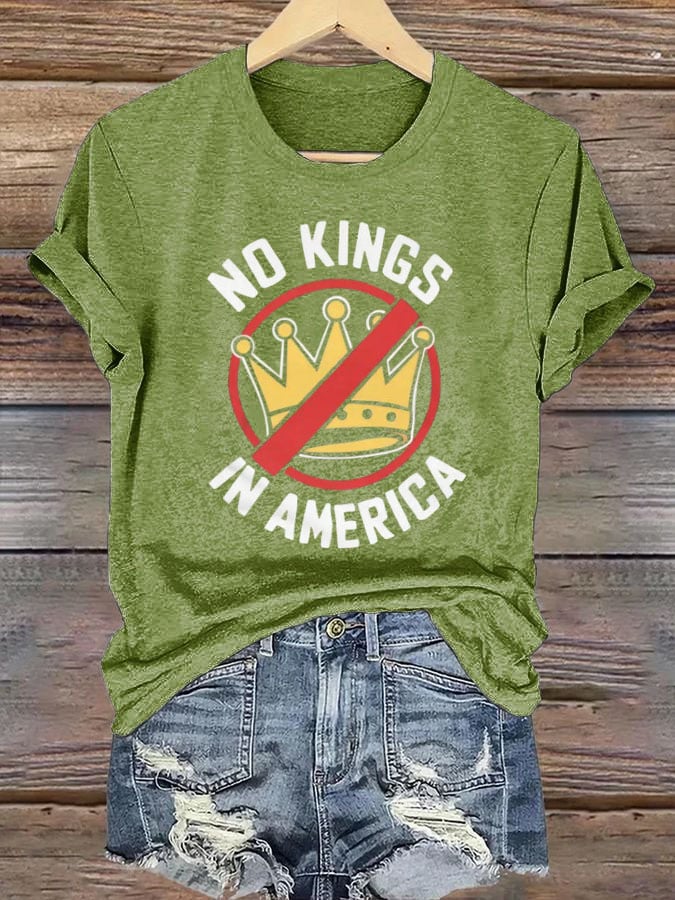 Women's No Kings In America Print Casual T-Shirt