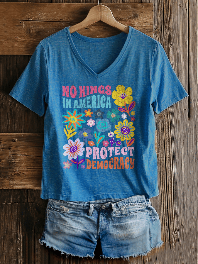 Women's No Kings In America Printed Casual T-Shirt