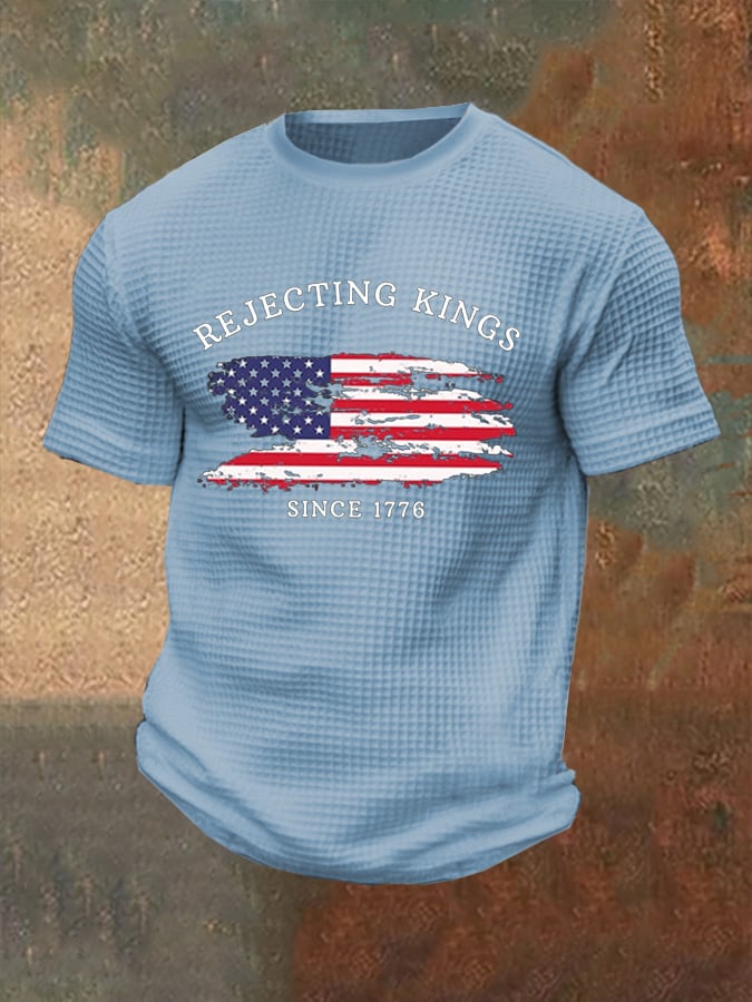 Men's Rejecting Kings Since 1776 Print Casual Waffle T-Shirt