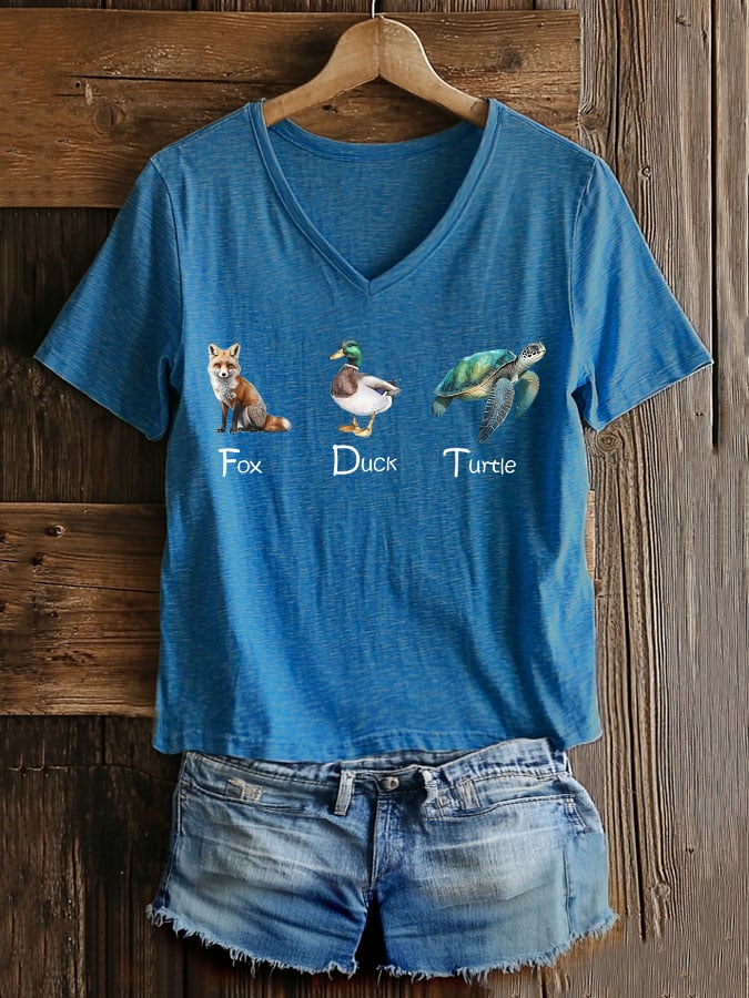 Women's Casual Fashion Animal Fdt Print T-Shirt
