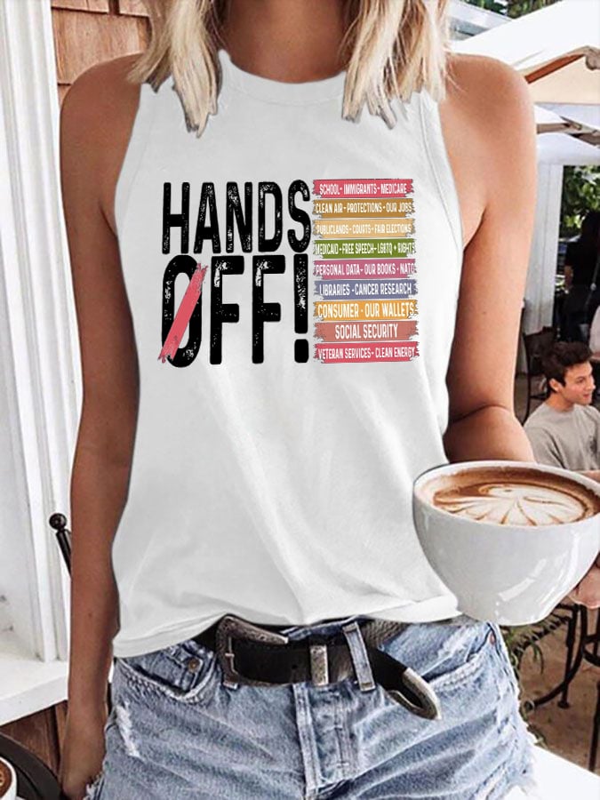 Women's Retro Hands Off Protest Print Tank Top