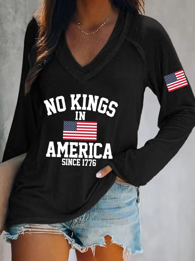 Women's  No King in America Print Casual T-shirt