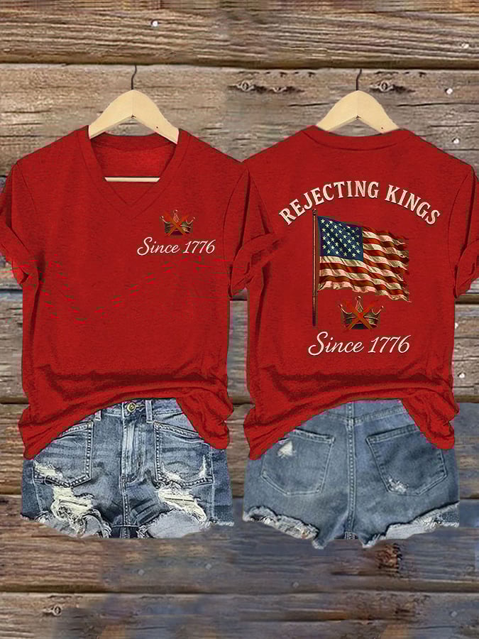 Women's FDT REJECTING KINGS SINCE 1776 Printed Casual T-shirt