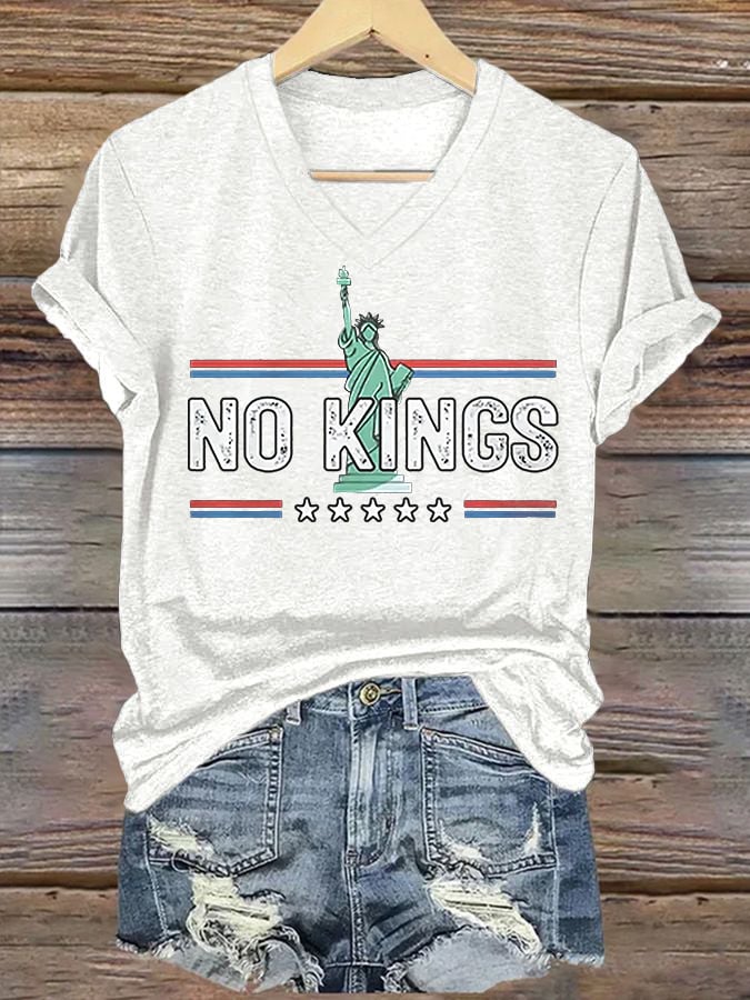 Women's No Kings Print Casual T-Shirt