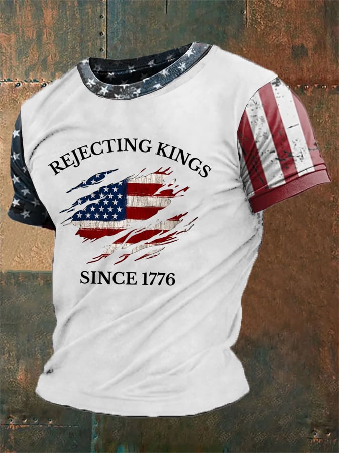 Men's “Rejecting Kings Since 1776” Casual Print T-Shirt