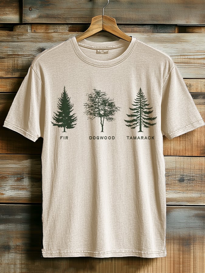 Women's fashion casual retro FDT tree T-shirt