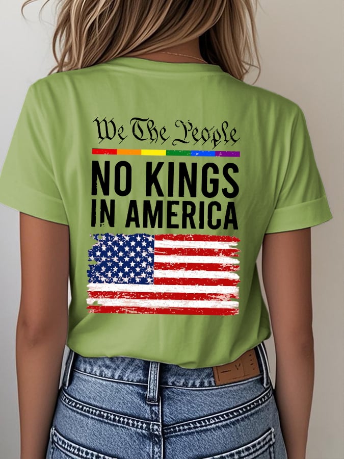 Women's casual retro reject the king print T-shirt