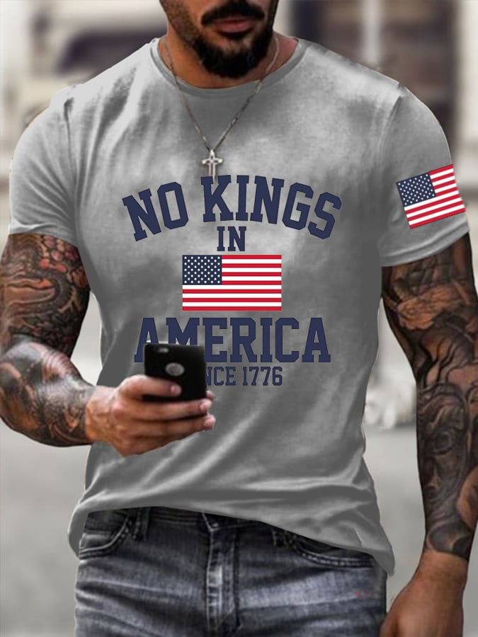 Men's  No King in America Print Casual  T-Shirt