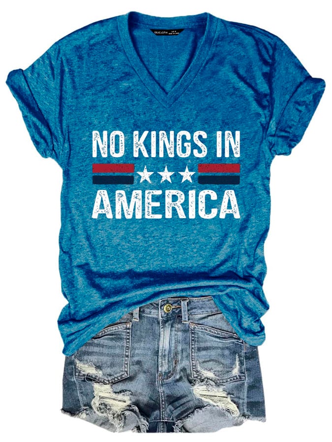 Women's No Kings In America Print Casual T-Shirt