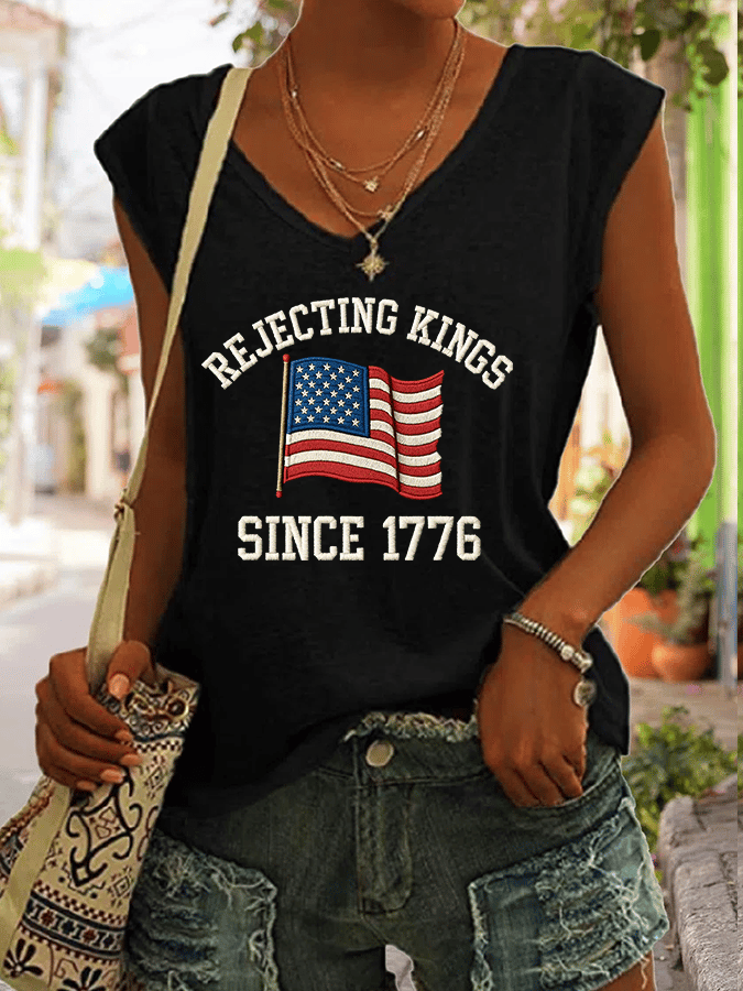 Women's Rejecting Kings Since 1776 Print Casual Vest