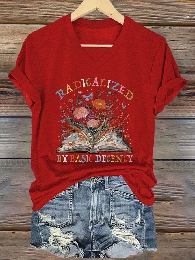 Women's Fashion Casual Radicalized By Basic Decency Printed Fdt Short-Sleeved T-Shirt