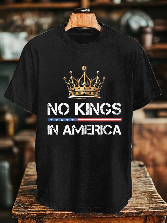 Men's No Kings In America Design Print T-Shirt