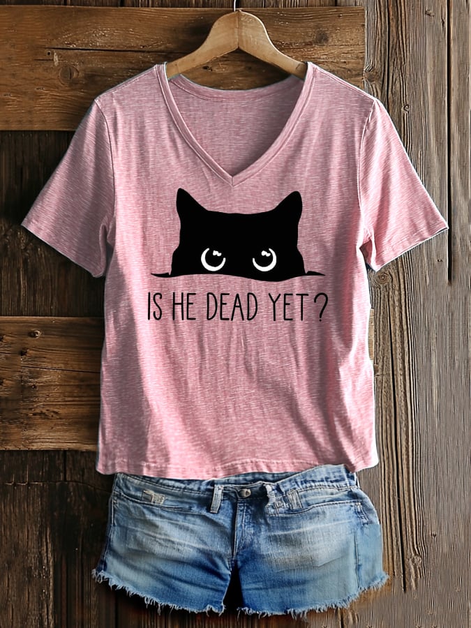 Women's Fashion Casual Is He Dead? Printed FDT Short Sleeve T-shirt