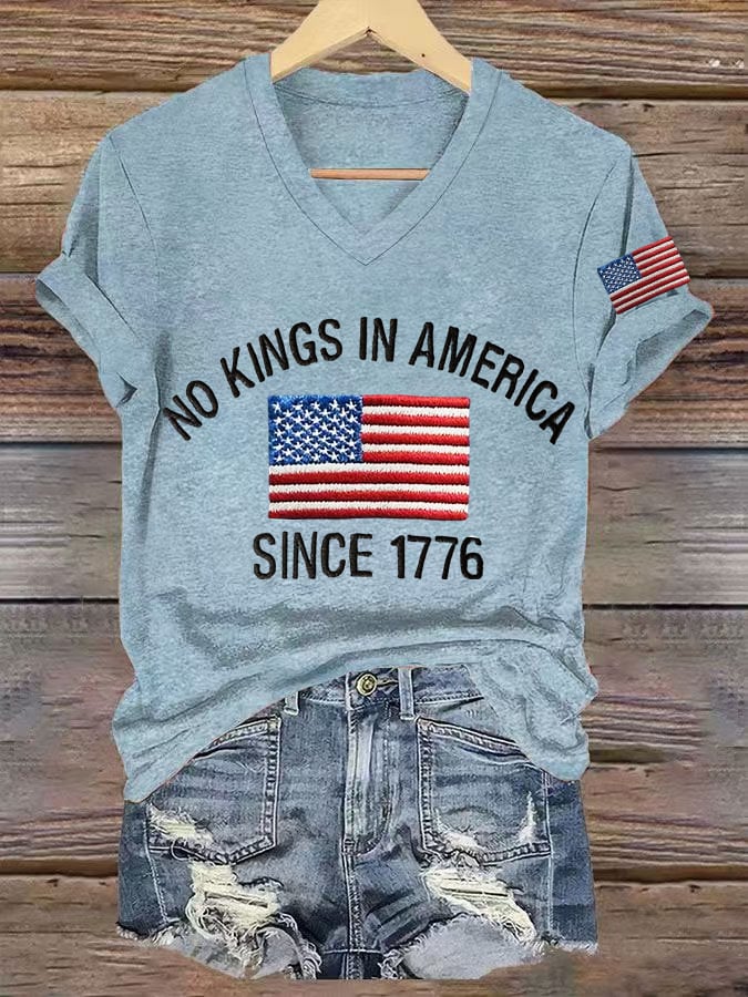 Women's No King In America V-neck T-shirt