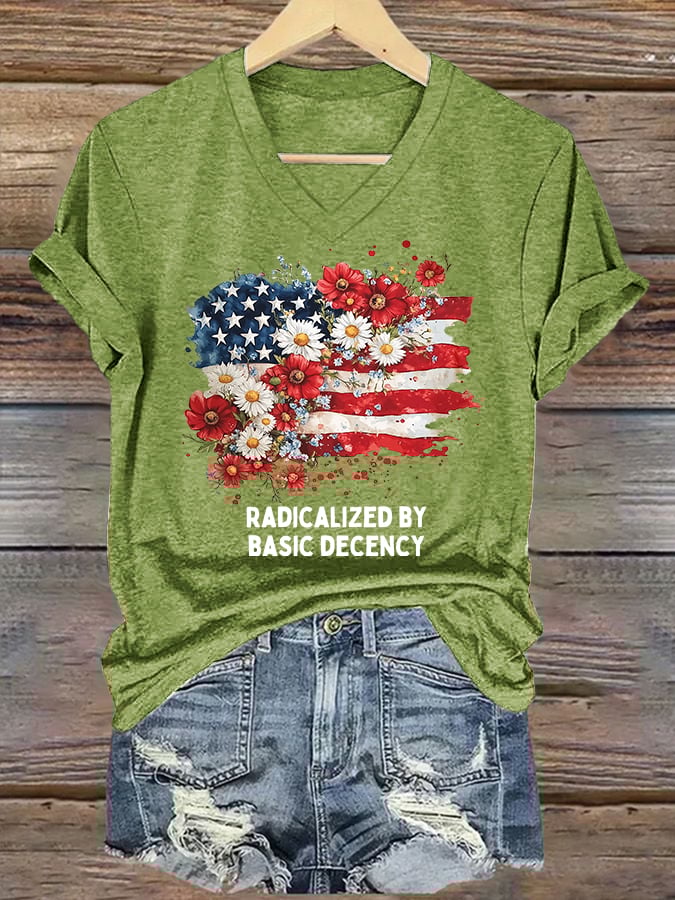 Women's Fashion Casual Radicalized By Basic Decency Printed Fdt Short-Sleeved T-Shirt