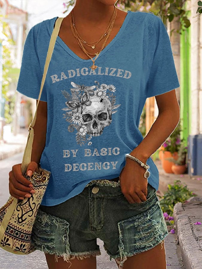 Women's Fashionable And Casual Radicalized By Basic Decency Printed T-Shirt