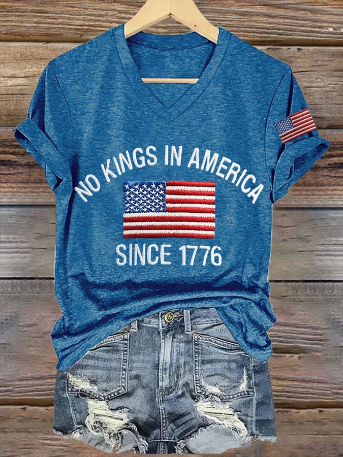 Women's No King In America V-neck T-shirt