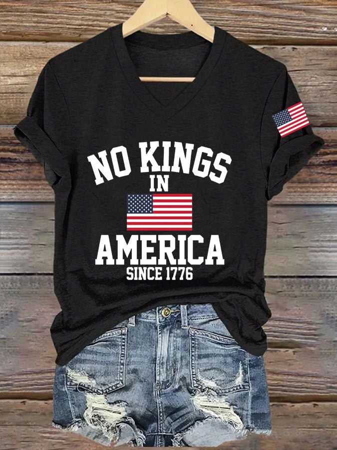 Women's No Kings In America Printed Casual T-Shirt