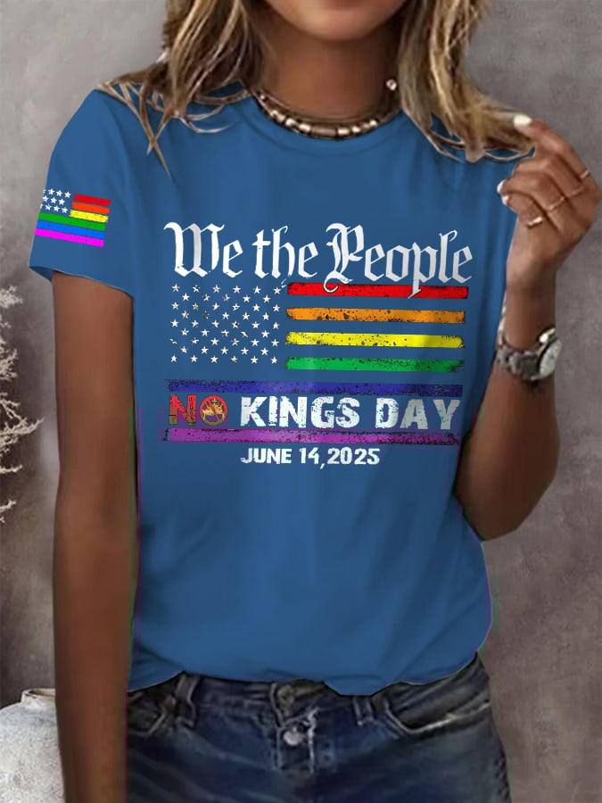Retro We The People No Kings Day June 14, 2025 Print T-Shirt