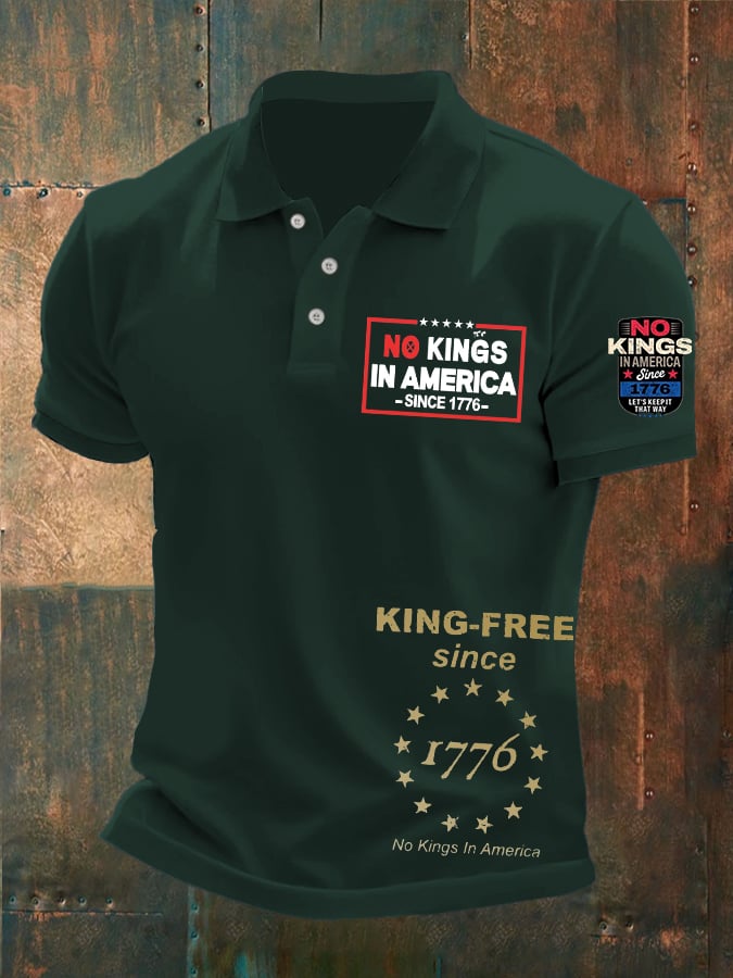 Men'S No Kings In America Print Polo Shirt