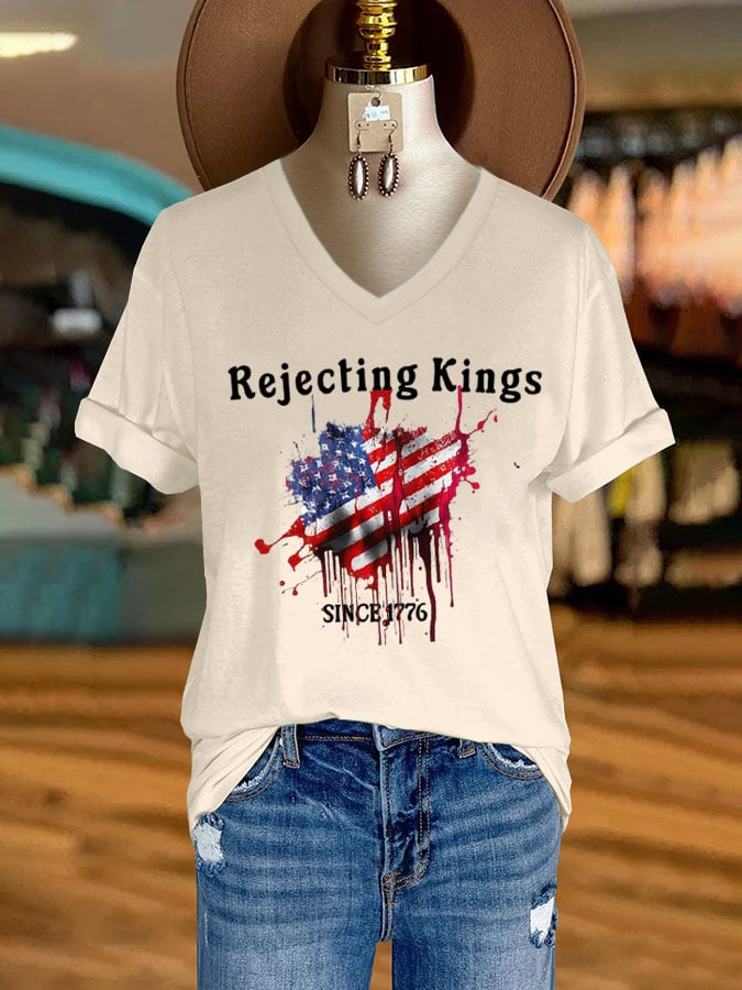 Women's Fashion Casual Reject The King Print T-Shirt