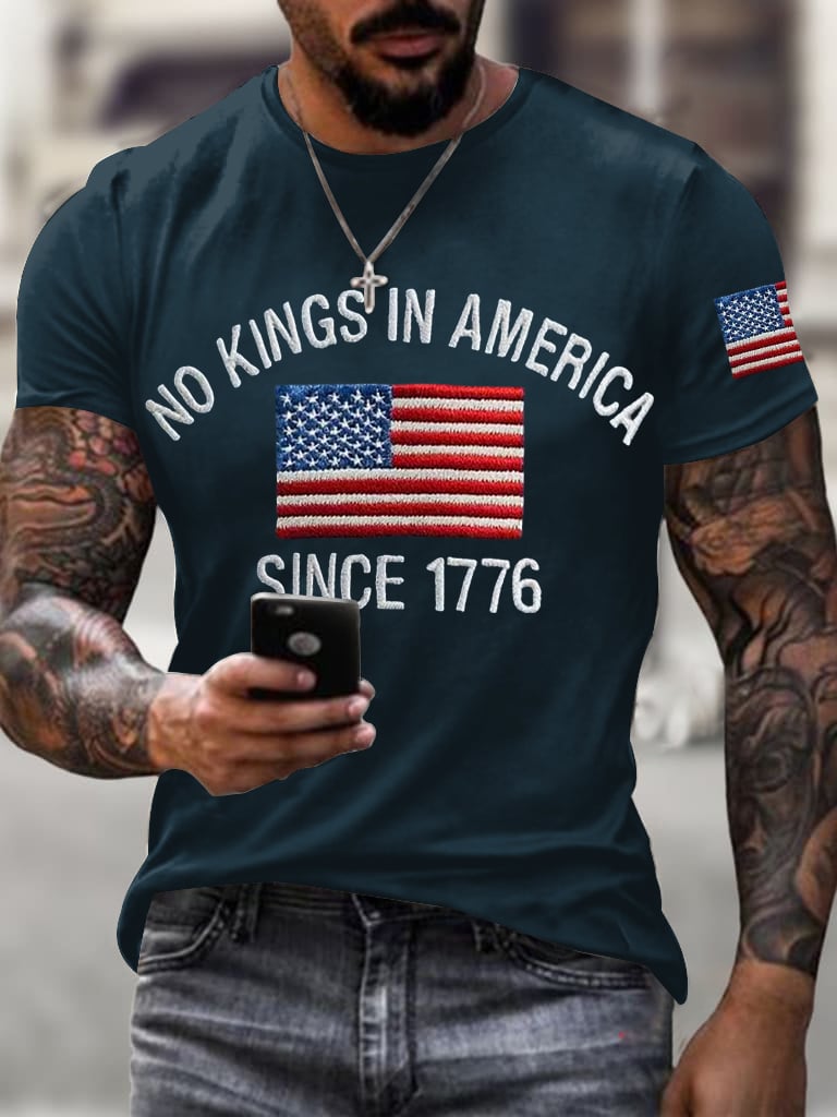 Men's No Kings In America Print Casual T-shirt