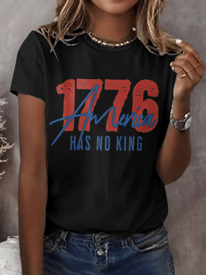 Women's Fashion Casual American Kingless Print T-Shirt