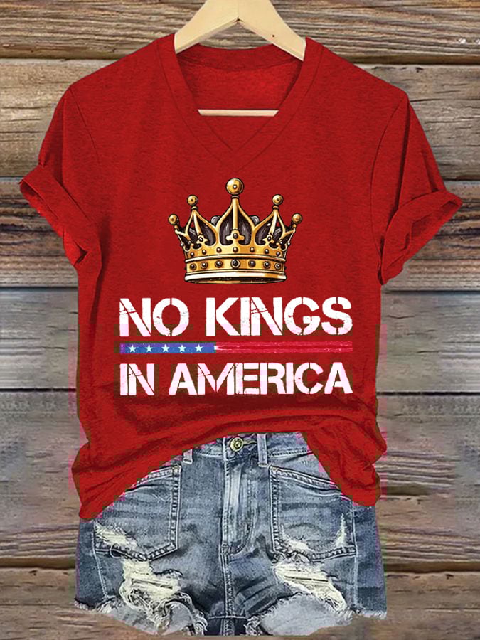 Women's No Kings In America Printed Casual T-Shirt