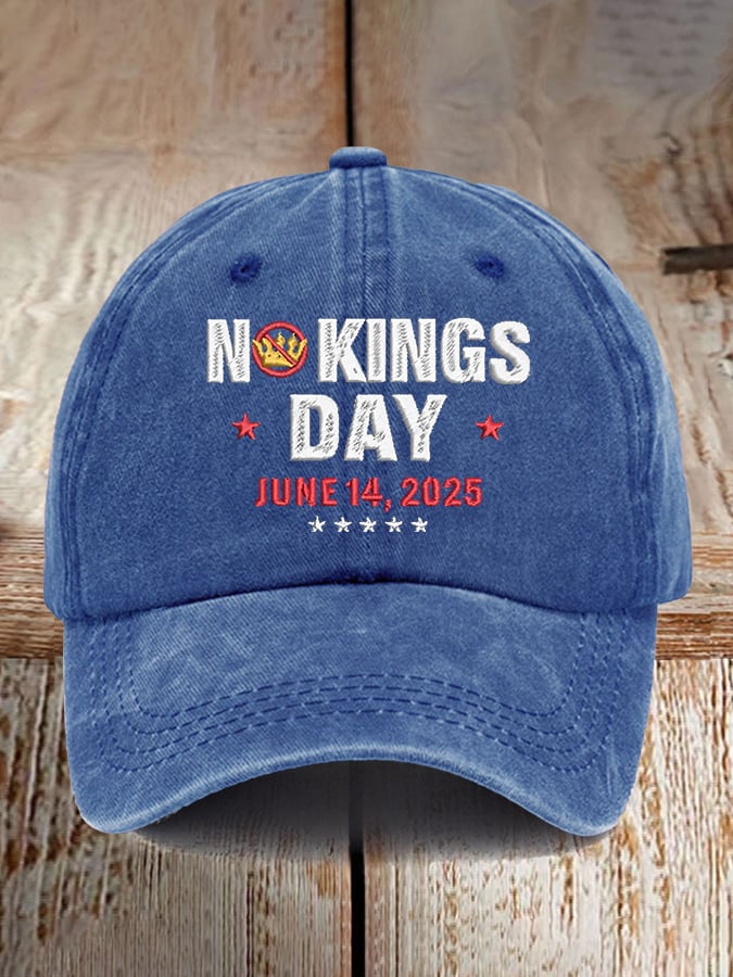 Retro No Kings Day June 14, 2025 Print Baseball Cap