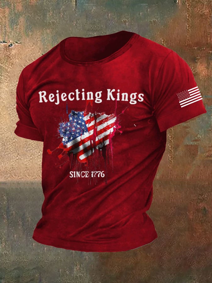 Men's Rejecting Kings Since 1776 Printed Casual T-Shirt