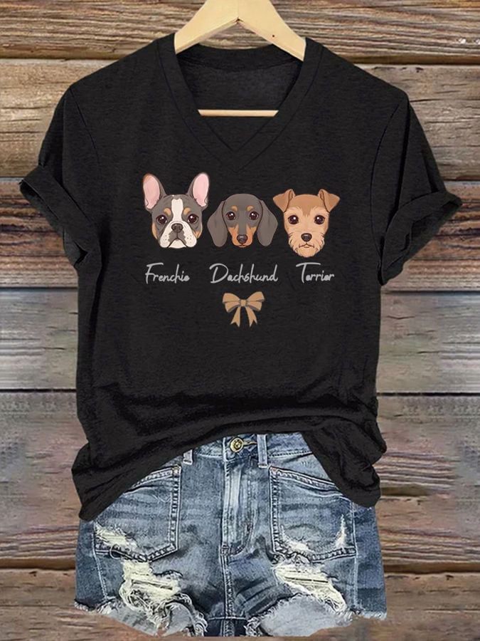 Women's FDT Cute dog Print T-Shirt