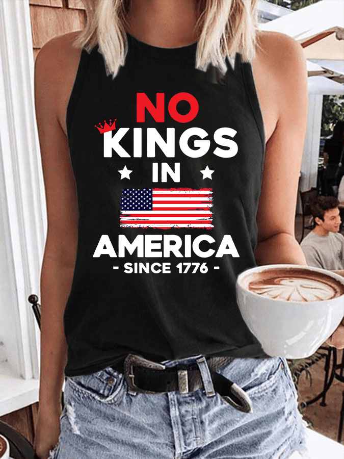 Women's No King In America Heat Transfer Casual Vest