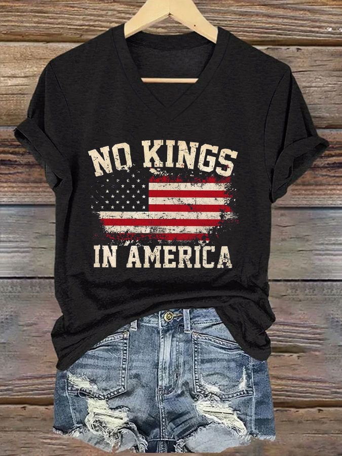 Women's No Kings In America Print Casual T-Shirt