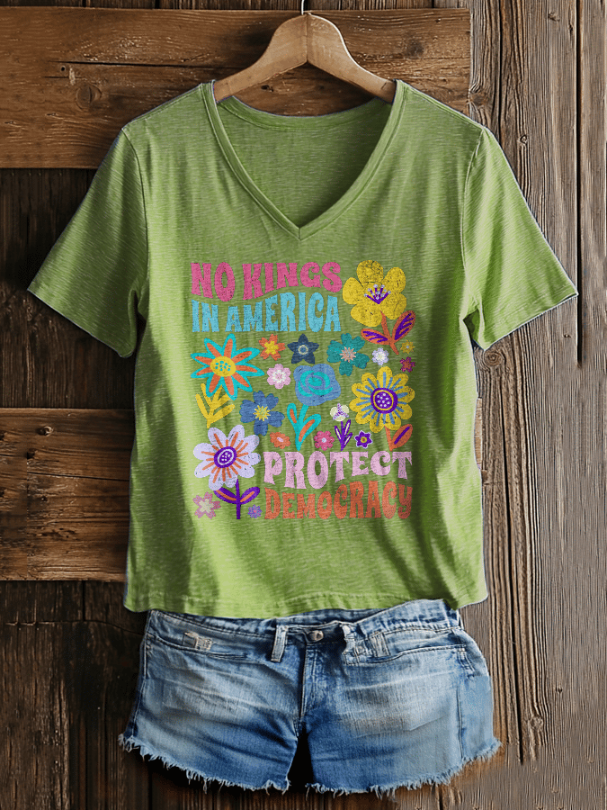 Women's No Kings In America Printed Casual T-Shirt