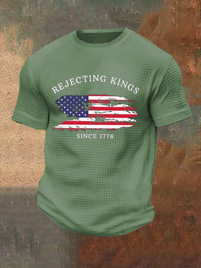 Men's Rejecting Kings Since 1776 Print Casual Waffle T-Shirt