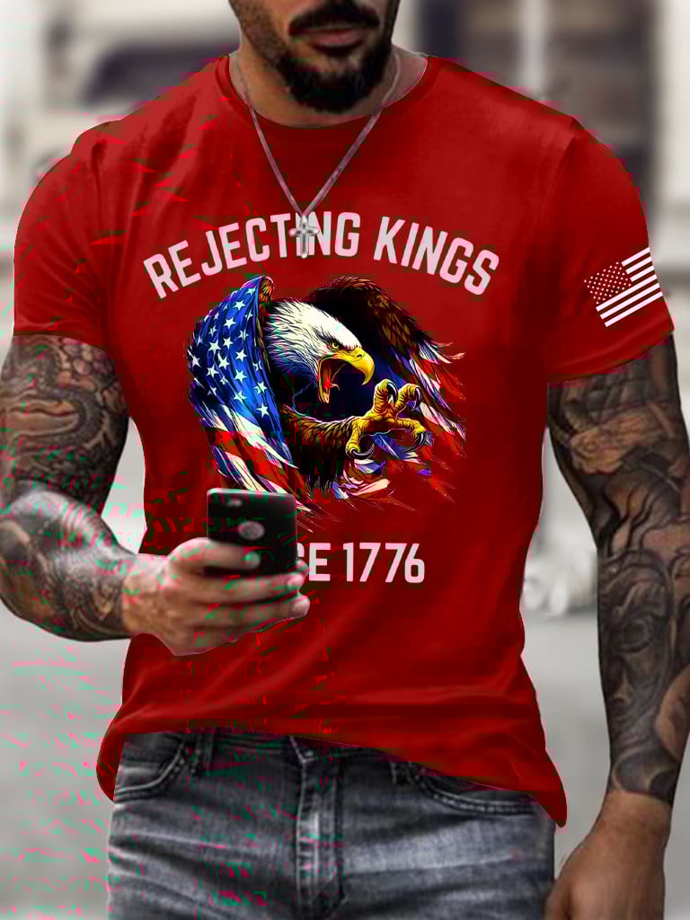 Men's Rejecting Kings Since 1776 Printed Casual T-Shirt