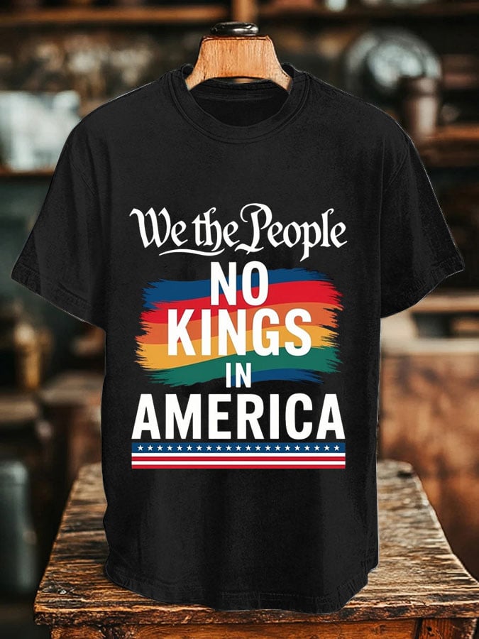 Men's No Kings In America Design Print T-Shirt