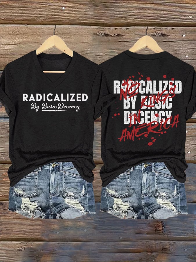 Women's Fashion Casual Radicalized By Basic Decency Printed Fdt Short-Sleeved T-Shirt