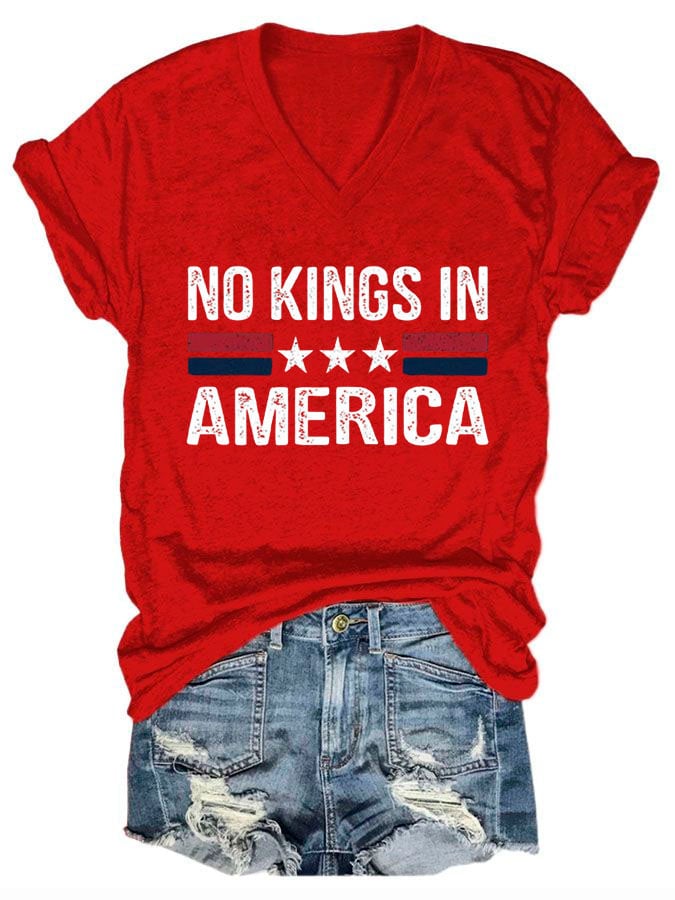 Women's No Kings In America Print Casual T-Shirt