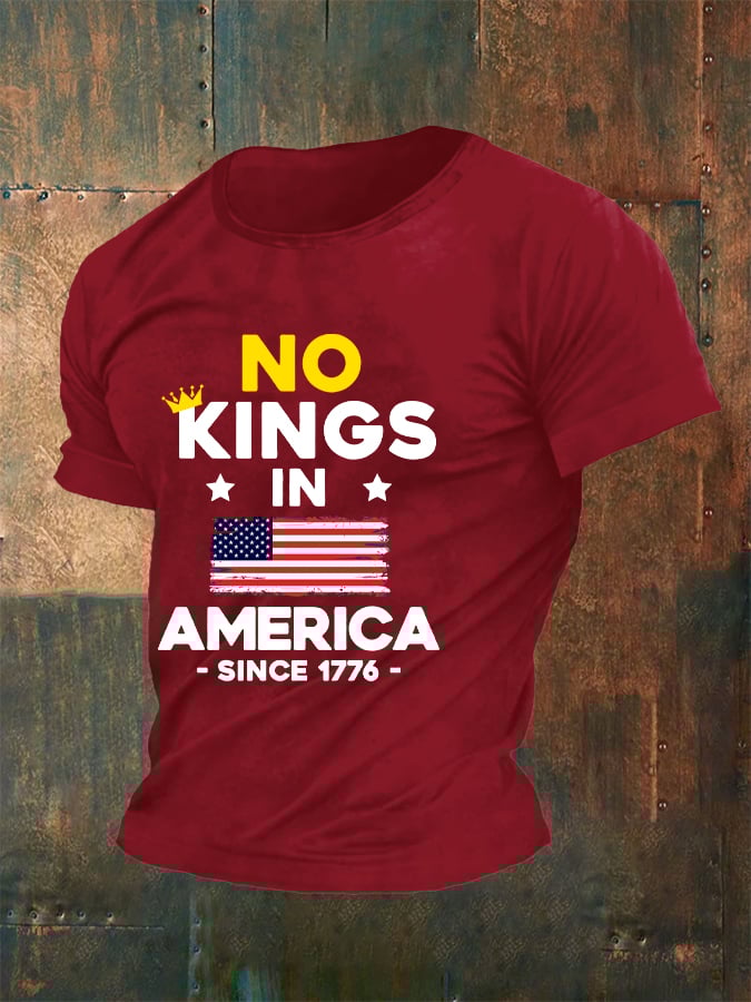 Men's  ”No King in America SINCE 1776“ Print Casual  T-Shirt