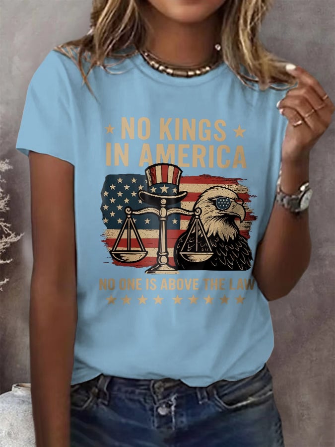 Retro No Kings In America No One Is Above The Law Print T-Shirt